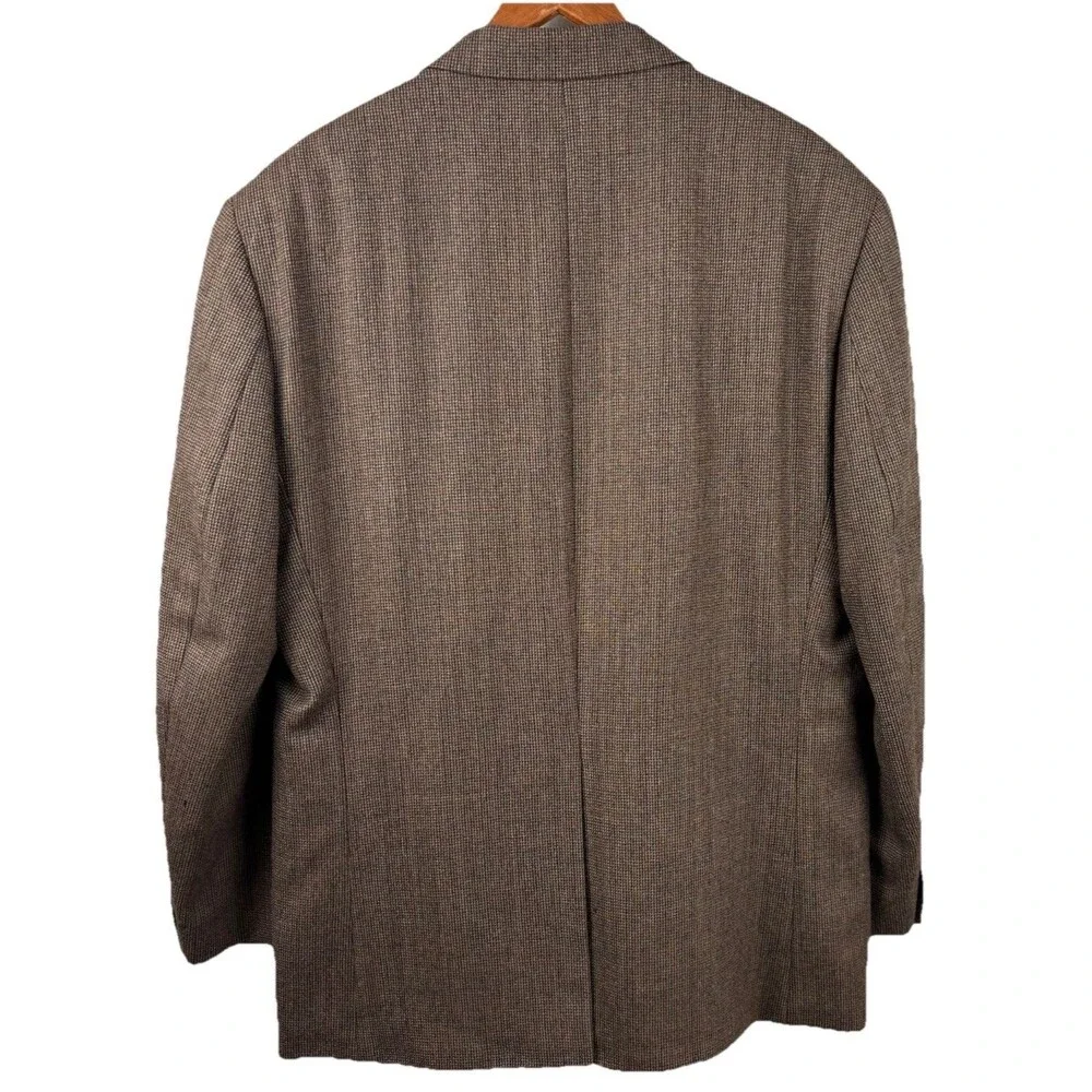 Chaps Ralph Lauren Sport Coat Mens 44R Brown Blue Lambs Wool Herringbone Blazer
